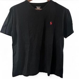 Polo Ralph Lauren Men’w Black w/ Red Logo V-neck T-shirt Size Medium